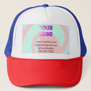 simple minimal add your logo/design here text pos trucker hat
