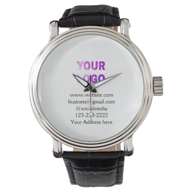 simple minimal add your logo/design here text  pos watch (Front)