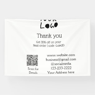 simple minimal add your logo/design here text Q R Banner