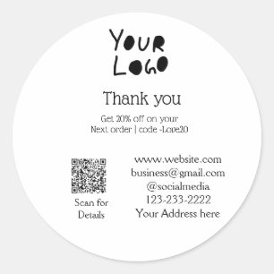 simple minimal add your logo/design here text Q R Classic Round Sticker