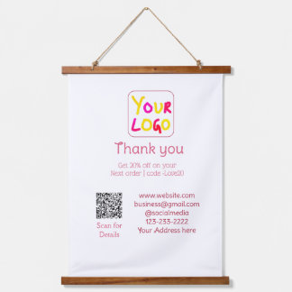 simple minimal add your logo/design here text Q R Hanging Tapestry