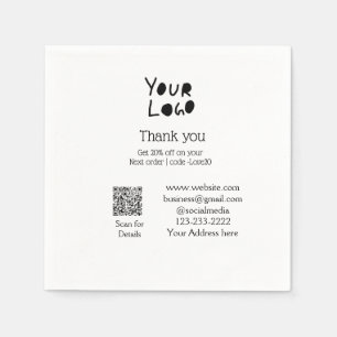 simple minimal add your logo/design here text Q R Napkin