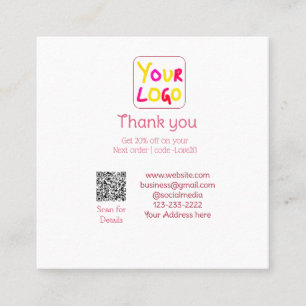 simple minimal add your logo/design here text Q R Square Business Card
