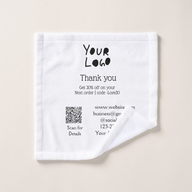 simple minimal add your logo/design here text Q R Wash Cloth (Wash Cloth)