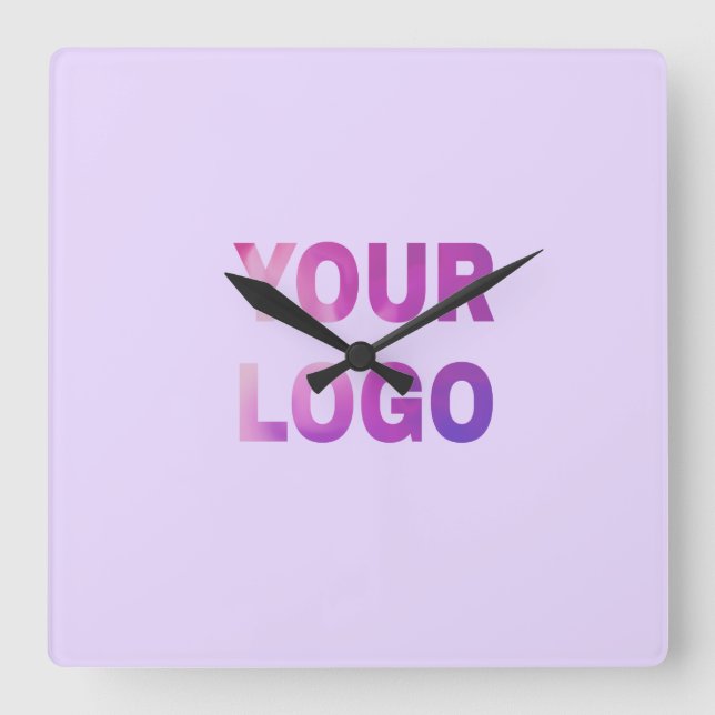 simple minimal add your logo/design here text      square wall clock (Front)