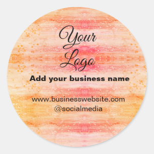 simple minimal add your logo/design pink orange gl classic round sticker