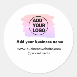 simple minimal add your logo/design watercolor classic round sticker
