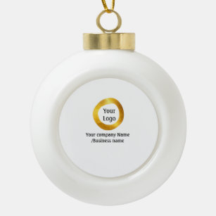 simple minimal add your logo gold website social t ceramic ball christmas ornament