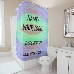 simple minimal add your logo name watercolor show shower curtain