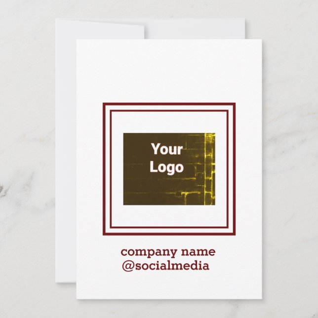 Simple minimal add your logo text name holiday card (Front)