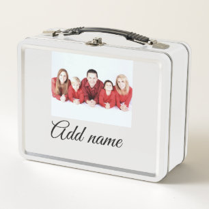 simple minimal add your mum photo name mum gift metal lunch box