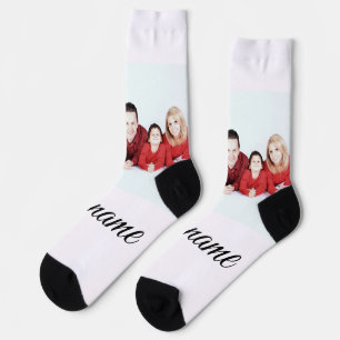 simple minimal add your mum photo name mum gift socks