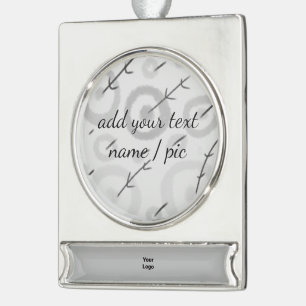 simple minimal add your name bridesmaid wedding s silver plated banner ornament