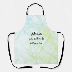 simple minimal add your name city text marble apron