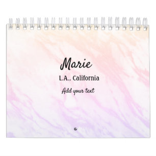 simple minimal add your name city text marble c calendar