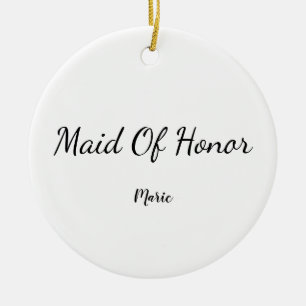SIMPLE MINIMAL add your name custom bridesmaid C Ceramic Tree Decoration