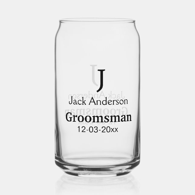 SIMPLE MINIMAL add your name custom groomsman  Can Glass (Front)