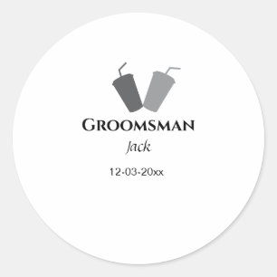 SIMPLE MINIMAL add your name custom groomsman Classic Round Sticker