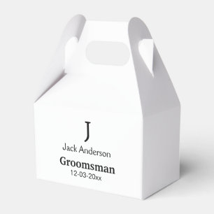 SIMPLE MINIMAL add your name custom groomsman Favour Box