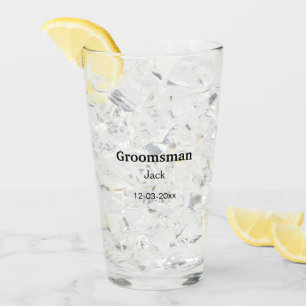 SIMPLE MINIMAL add your name custom groomsman  Glass