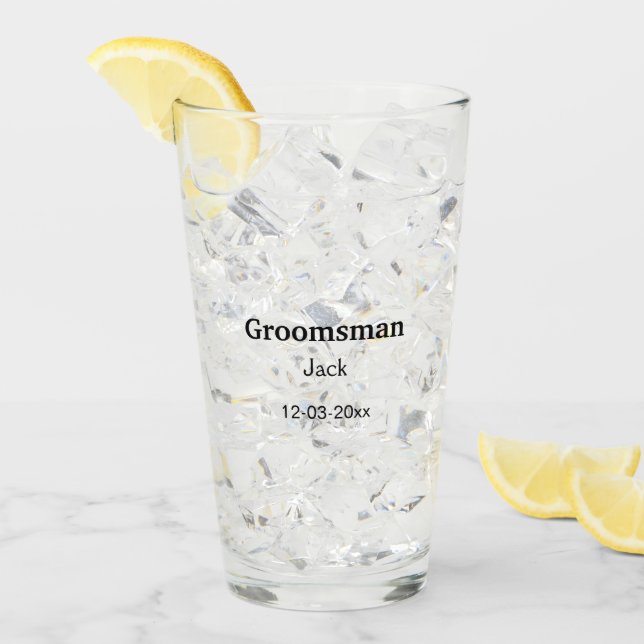 SIMPLE MINIMAL add your name custom groomsman  Glass (Front Ice)