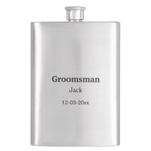 SIMPLE MINIMAL add your name custom groomsman Hip Flask