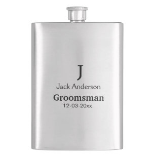SIMPLE MINIMAL add your name custom groomsman  Hip Flask
