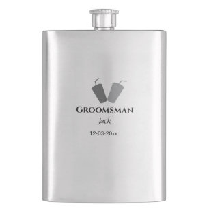 SIMPLE MINIMAL add your name custom groomsman Hip Flask