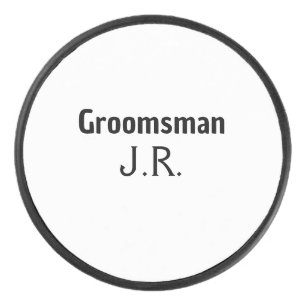 SIMPLE MINIMAL add your name custom groomsman Hockey Puck