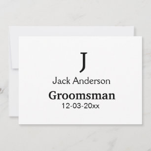 SIMPLE MINIMAL add your name custom groomsman Invitation