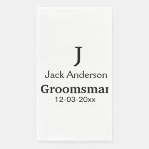 SIMPLE MINIMAL add your name custom groomsman  Napkin