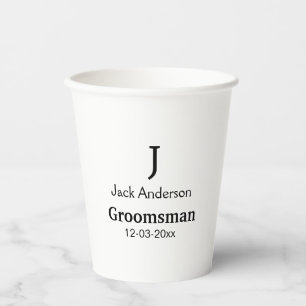 SIMPLE MINIMAL add your name custom groomsman Paper Cups