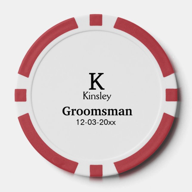 SIMPLE MINIMAL add your name custom groomsman  Poker Chips (Front)