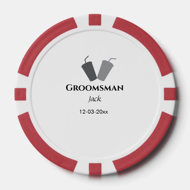 SIMPLE MINIMAL add your name custom groomsman  Poker Chips (Front)