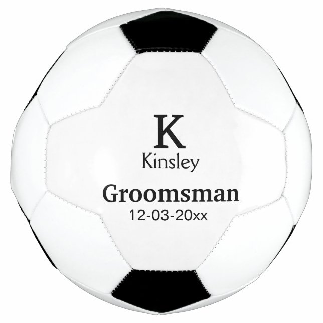 SIMPLE MINIMAL add your name custom groomsman  Soccer Ball (Front)