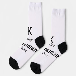 SIMPLE MINIMAL add your name custom groomsman  Socks