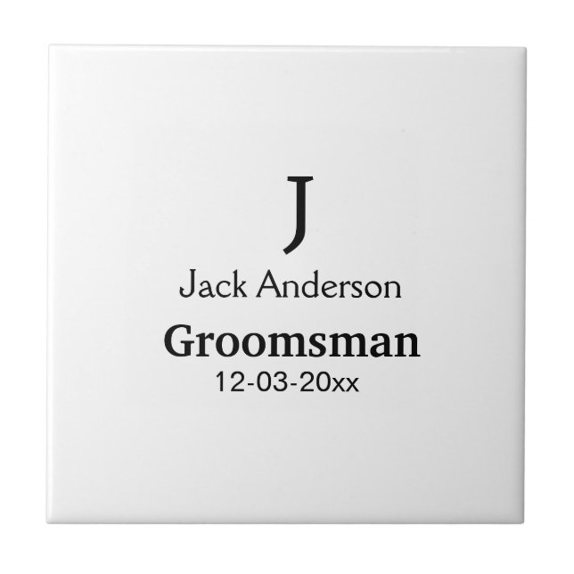 SIMPLE MINIMAL add your name custom groomsman  Tile (Front)