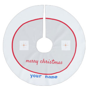 simple minimal add your name merry christmas brush brushed polyester tree skirt