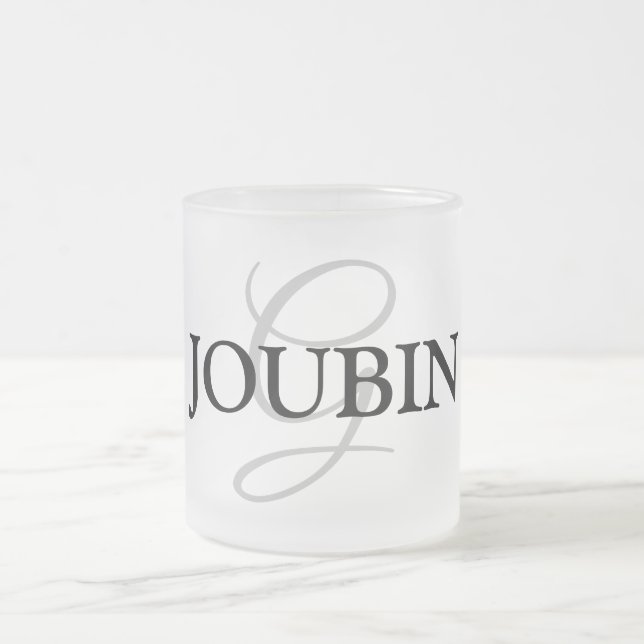 simple minimal add your name MONOGRAM GROOMSMEN    Frosted Glass Coffee Mug (Center)