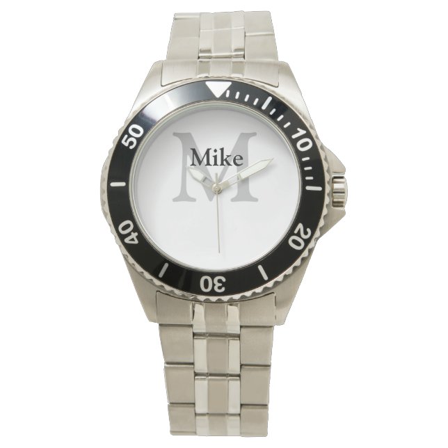simple minimal add your name MONOGRAM GROOMSMEN  W Watch (Front)