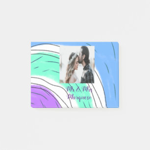 simple minimal add your name photo blue green purp post-it notes