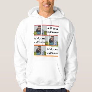 simple minimal add your name photo colorful stripe hoodie