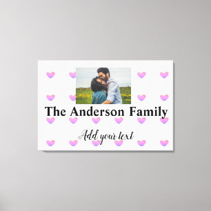 simple minimal add your name photo monogram heart  canvas print