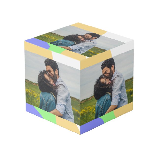 simple minimal add your name photo monogram  invit cube (Front Angled)