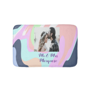 simple minimal add your name photo pastel paint ef bath mat