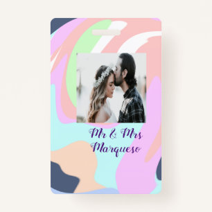 simple minimal add your name photo pastel paint ef ID badge