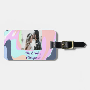 simple minimal add your name photo pastel paint ef luggage tag