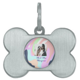 simple minimal add your name photo pastel paint ef pet ID tag