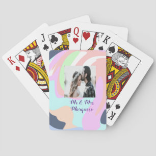 simple minimal add your name photo pastel paint ef playing cards