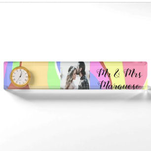 simple minimal add your name photo pink blue green nameplate